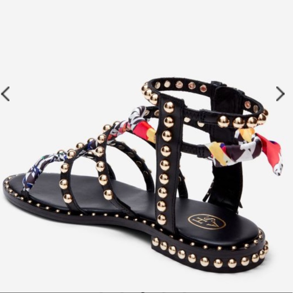 NEW Ash black Pareo leather and silk gladiator sandals 11M - Picture 5 of 10
